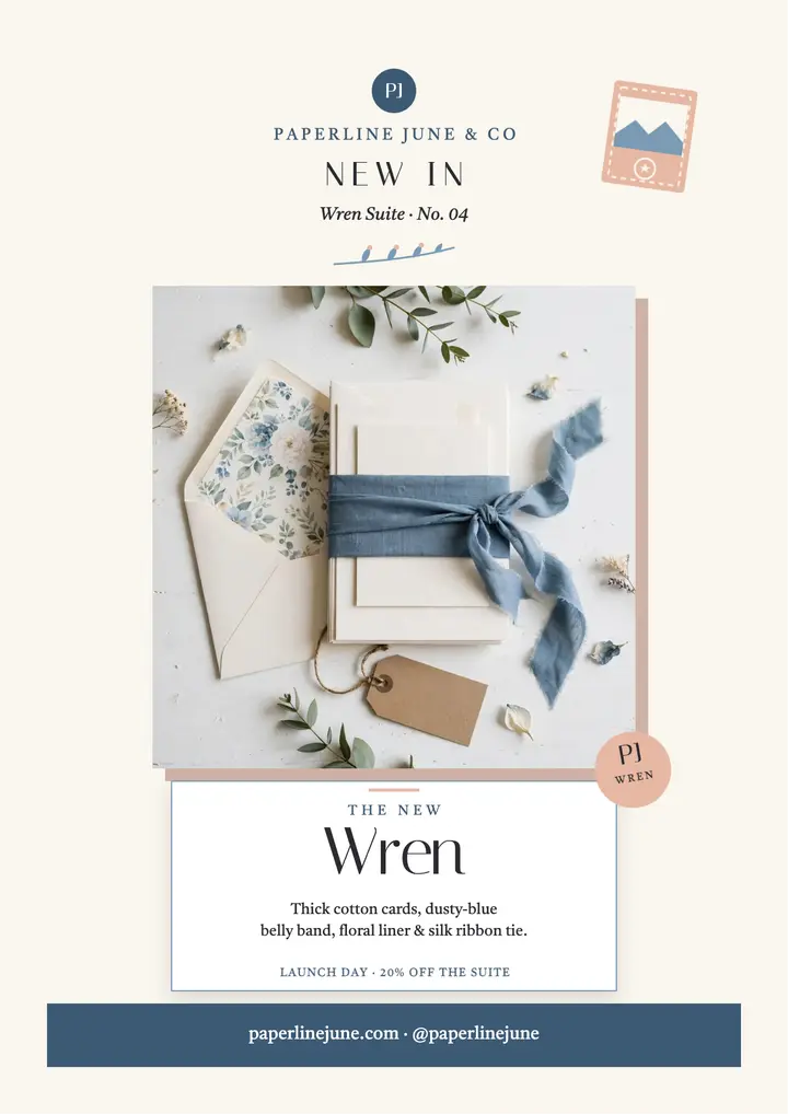 Paperline June Wren suite launch flyer template