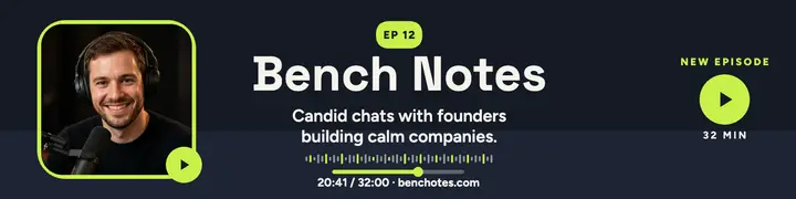 Bench Notes founder podcast banner: podcast linkedin banner template