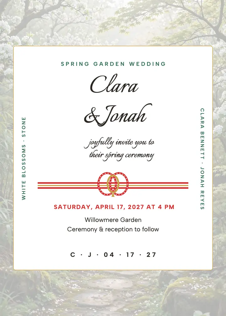 Bennett Reyes garden wedding invite: garden wedding invitation template