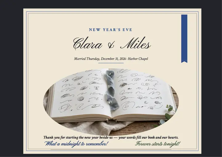 Bennett New Year wedding guestbook thank-you: wedding guestbook thank you template