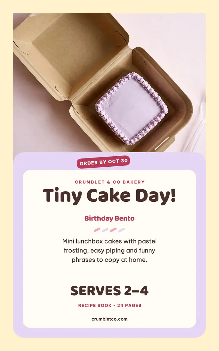 Birthday Bento tiny cake ebook cover template
