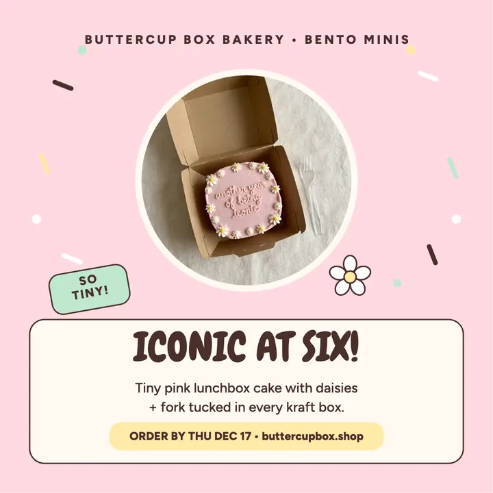 Buttercup iconic mini birthday cake post: bento birthday cake post template