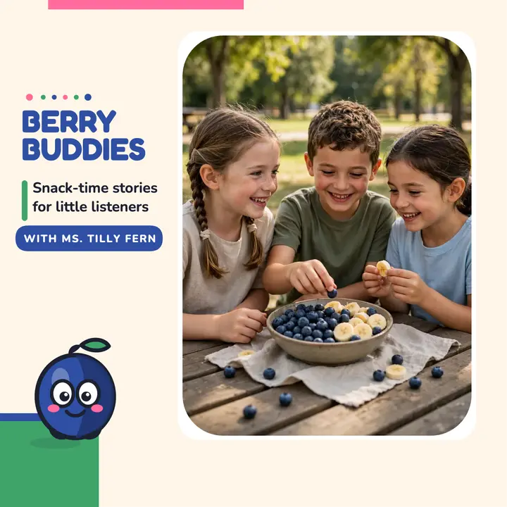 Berry Buddies kids podcast, picnic: kids podcast cover template