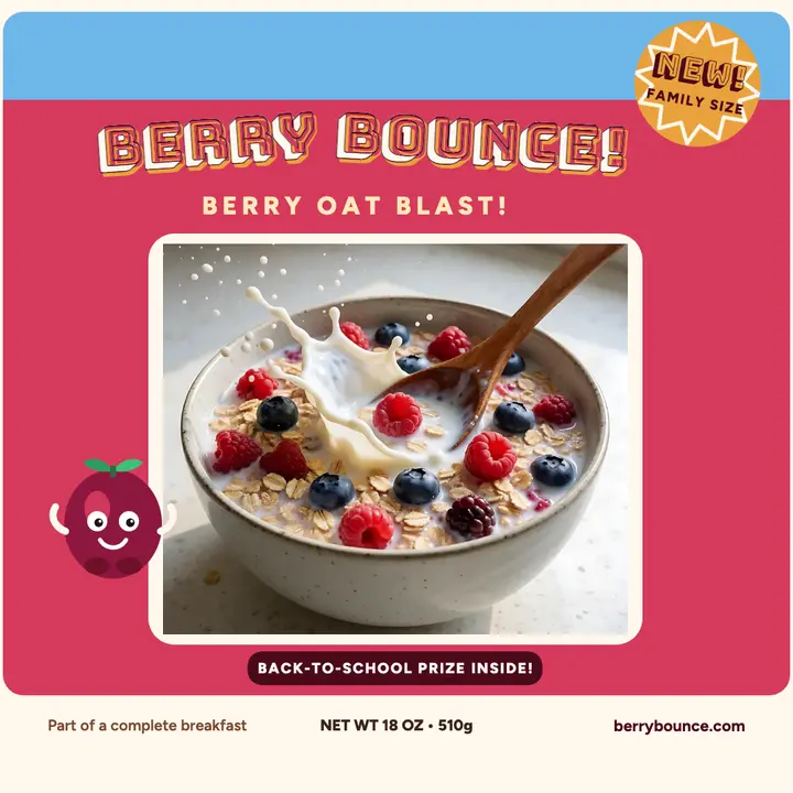 Berrybounce berry oat cereal launch: cereal launch post template