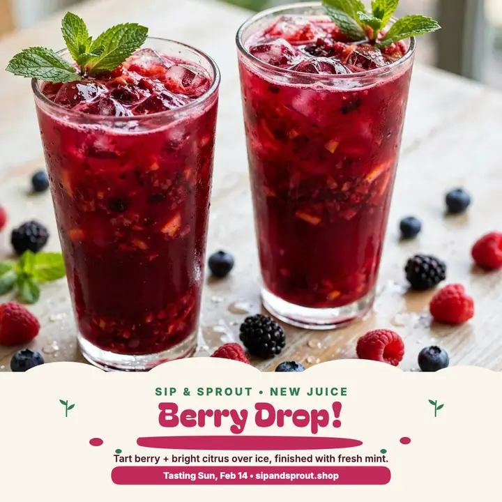 Sip and Sprout Berry Drop launch template