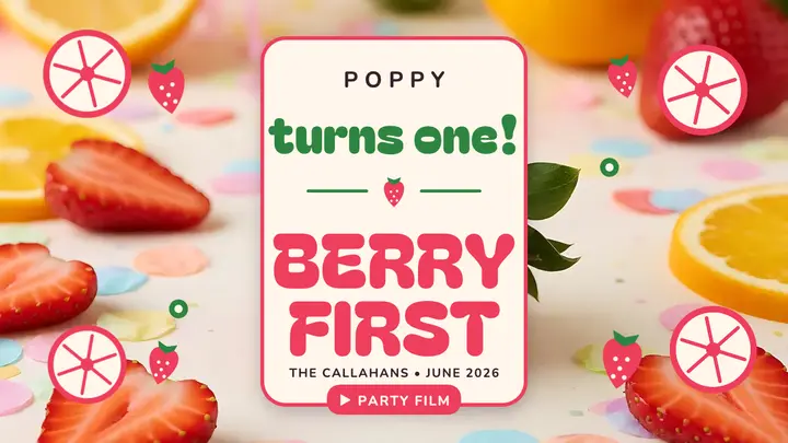 Poppy's Berry First birthday thumbnail template