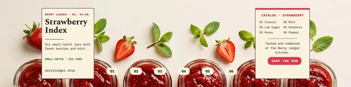 Berry Ledger strawberry jam catalog banner template