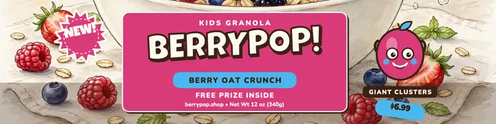 Berrypop berry granola launch banner template
