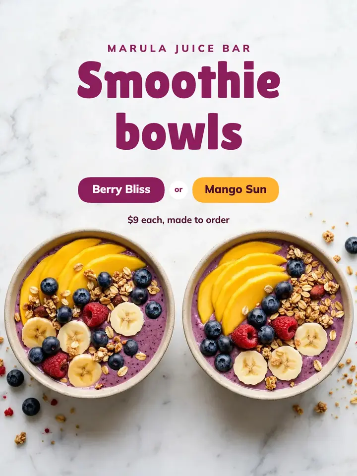 Smoothie bowls Instagram post template
