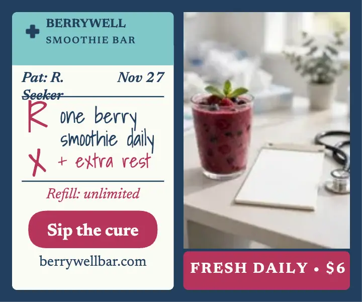 Berrywell smoothie self-care Rx ad template