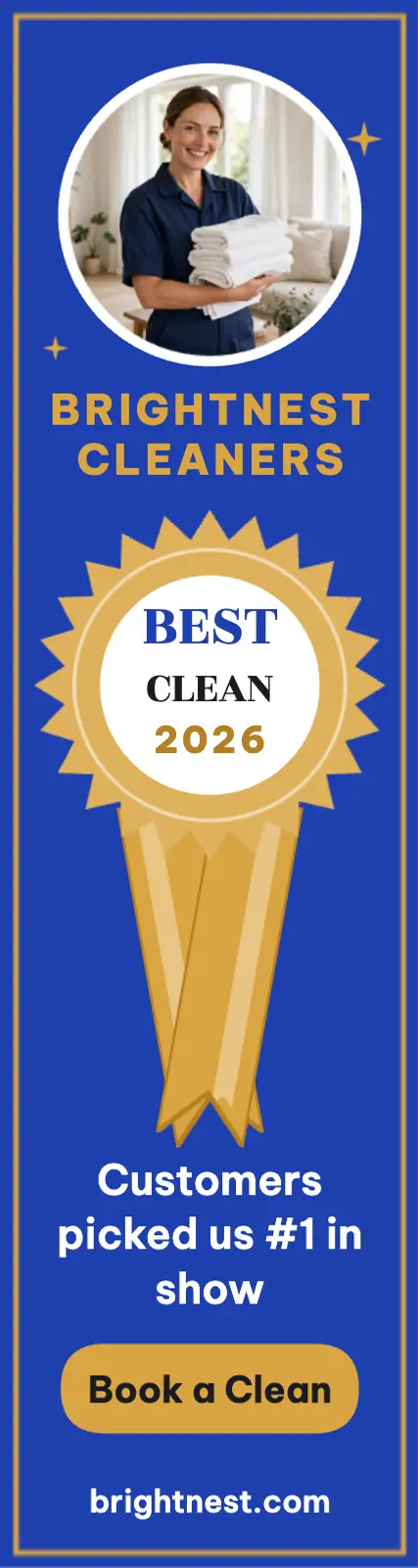 Brightnest best cleaner rosette skyscraper: home cleaner award ad template