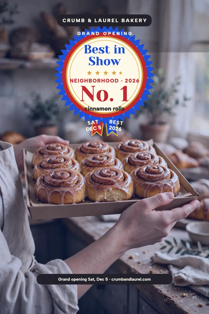 Best in show bakery grand opening poster template