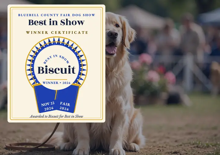 Biscuit best in show dog certificate template