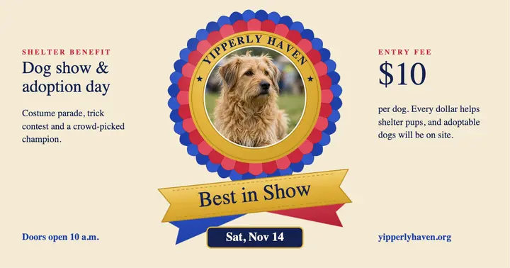 Best in Show dog show benefit, prize rosette post template