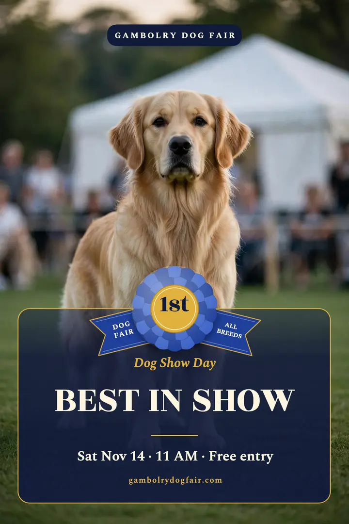 Gambolry Dog Fair best in show rosette poster template