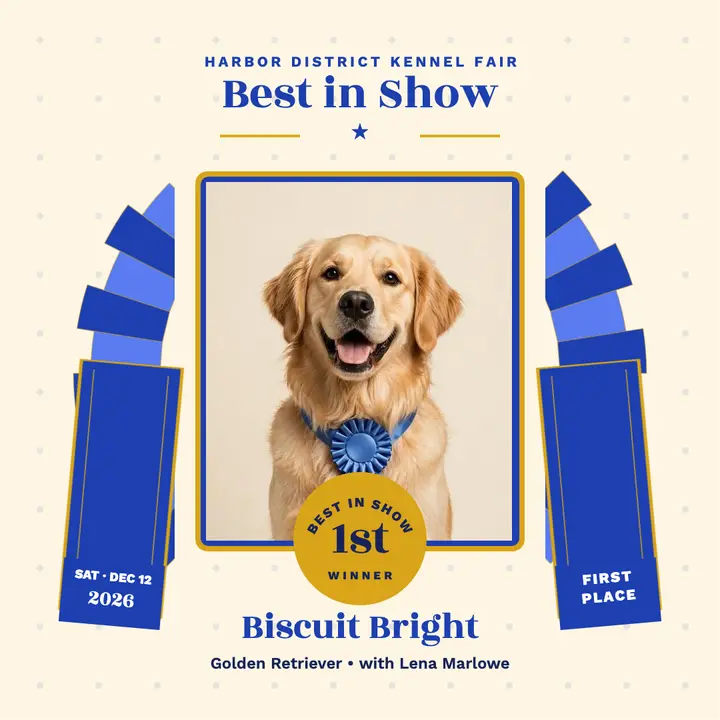 Biscuit Bright best in show rosette post template