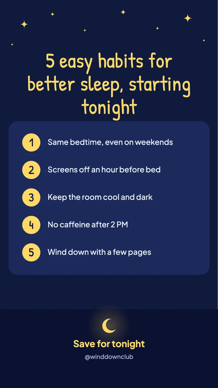 5 habits for better sleep story template