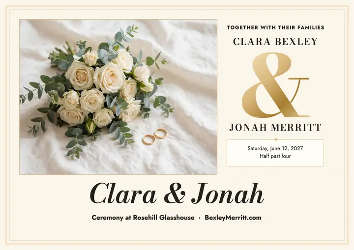 Bexley Merritt foil ampersand wedding certificate: wedding invitation certificate template
