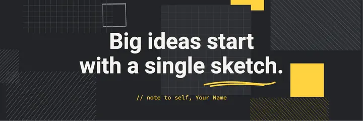 Graphite and yellow sketchbook quote header template