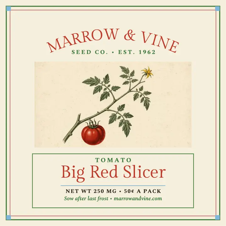 Marrow and Vine Big Red tomato packet template