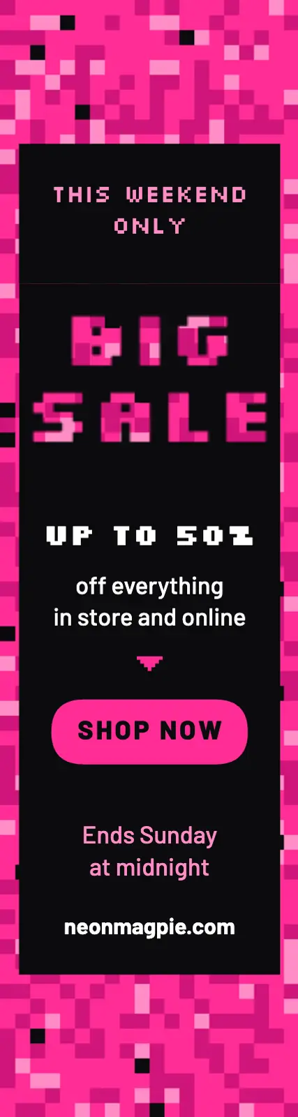 Black and hot pink Big sale skyscraper ad template