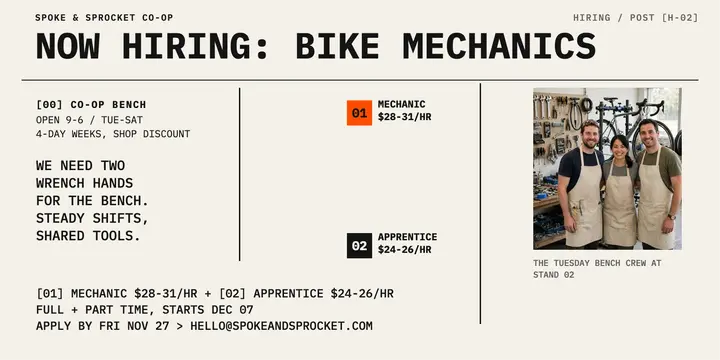 Spoke and Sprocket bike mechanic hiring post: bike mechanic hiring post template