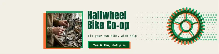 Bike repair co-op banner, risograph template