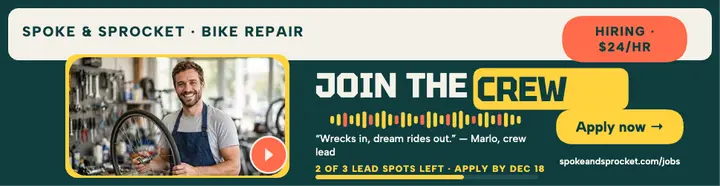 Spoke and Sprocket bike crew hiring billboard template