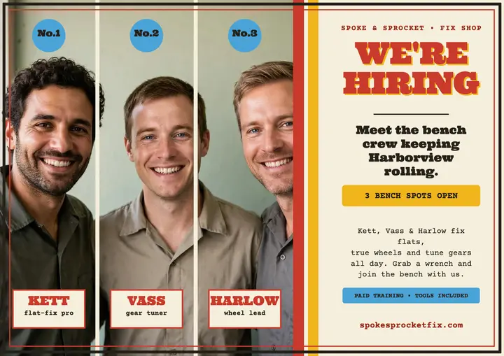 Spoke and Sprocket crew hiring board template