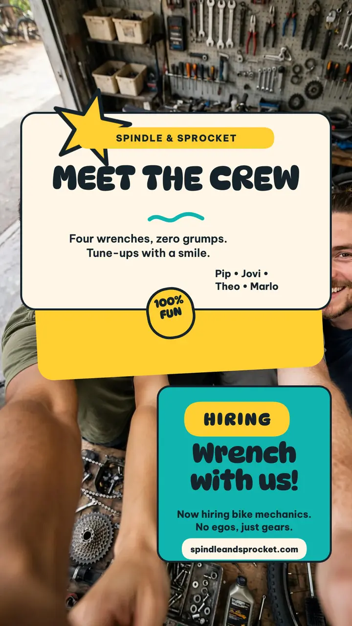 Spindle and Sprocket crew selfie story template