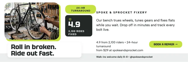 Spoke and Sprocket bike repair bento header template
