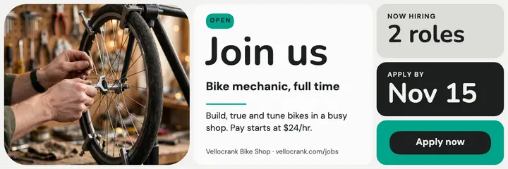 Vellocrank bike mechanic hiring bento header template