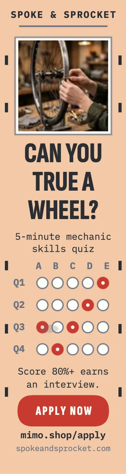 Spoke and Sprocket mechanic quiz skyscraper: mechanic quiz ad template