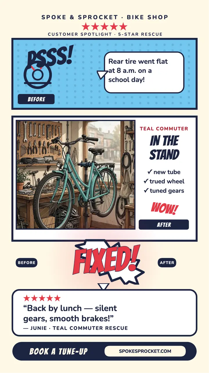 Spoke and Sprocket bike rescue comic story template