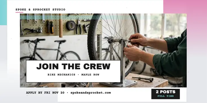 Spoke and Sprocket crew hiring post template