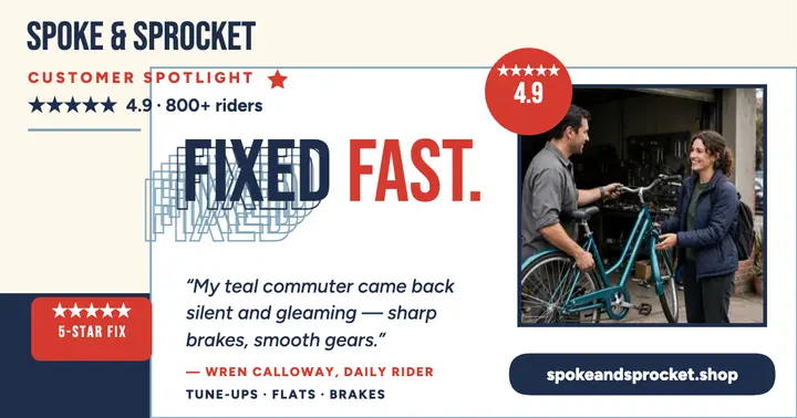 Spoke and Sprocket five star bike review: bike repair review post template