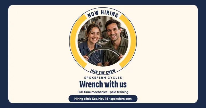Spokefern Cycles hiring badge post template