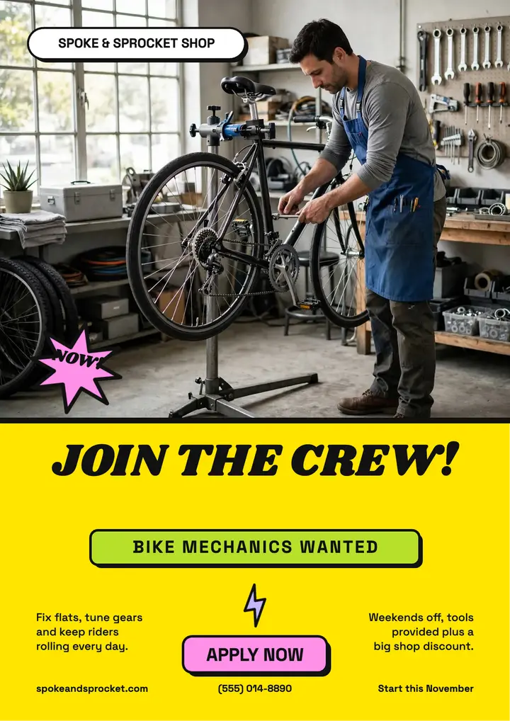 Spoke and Sprocket hiring mechanics flyer template