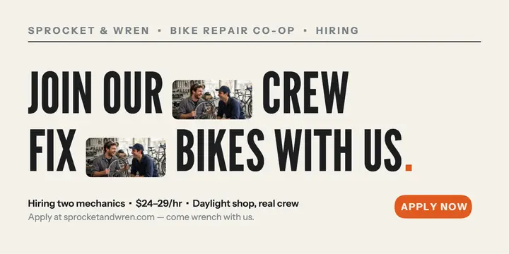 Sprocket & Wren hiring sentence post: bike shop hiring post template