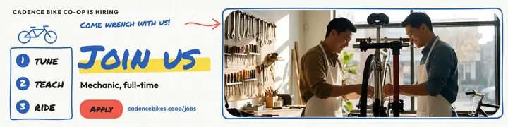 Cadence Bike Co-op mechanic hiring sketchnote banner template