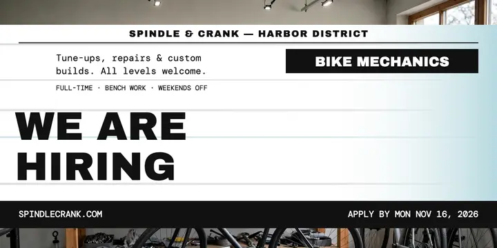 Spindle and Crank hiring printout post template