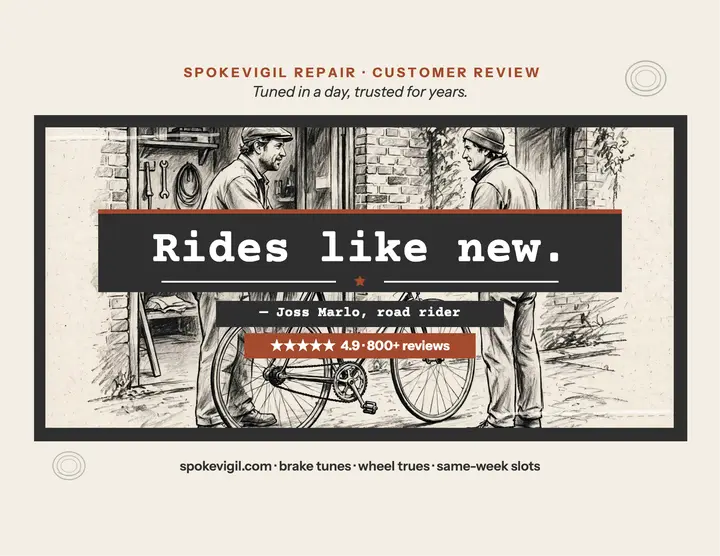 Spokevigil bike repair review flyer: bike shop review flyer template
