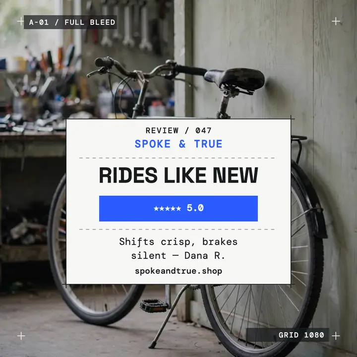 Spoke and True bike review card template