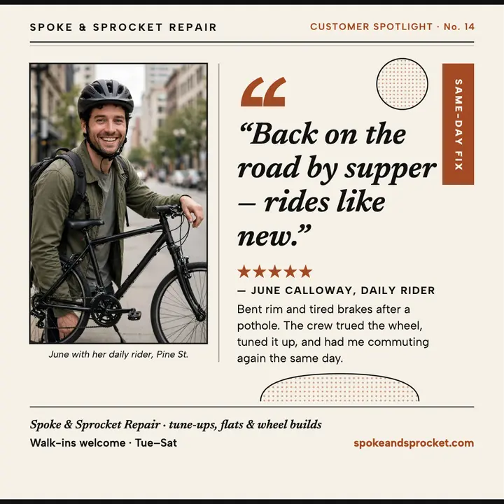 Spoke and Sprocket rider spotlight post template