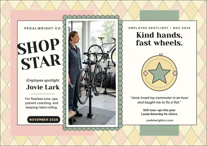 Pedalwright shop star certificate template