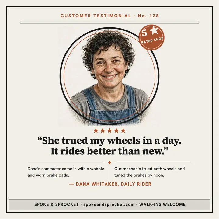 Spoke and Sprocket bike repair testimonial template
