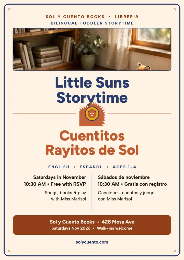 Sol y Cuento bilingual tots storytime flyer template