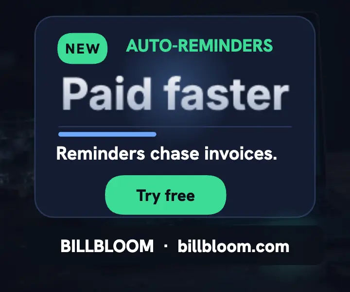 Billbloom invoice app dark ad template