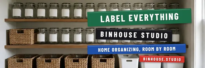 Binhouse Studio organizing X header, label-maker type template