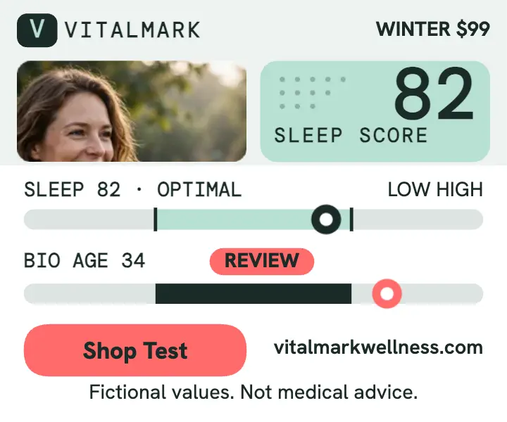 Vitalmark Winter Check range mini ad: biomarker test ad template